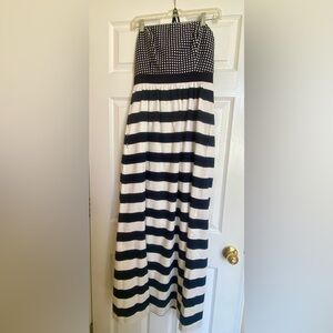 Vineyard Vines Navy and White Striped A-Line Maxi